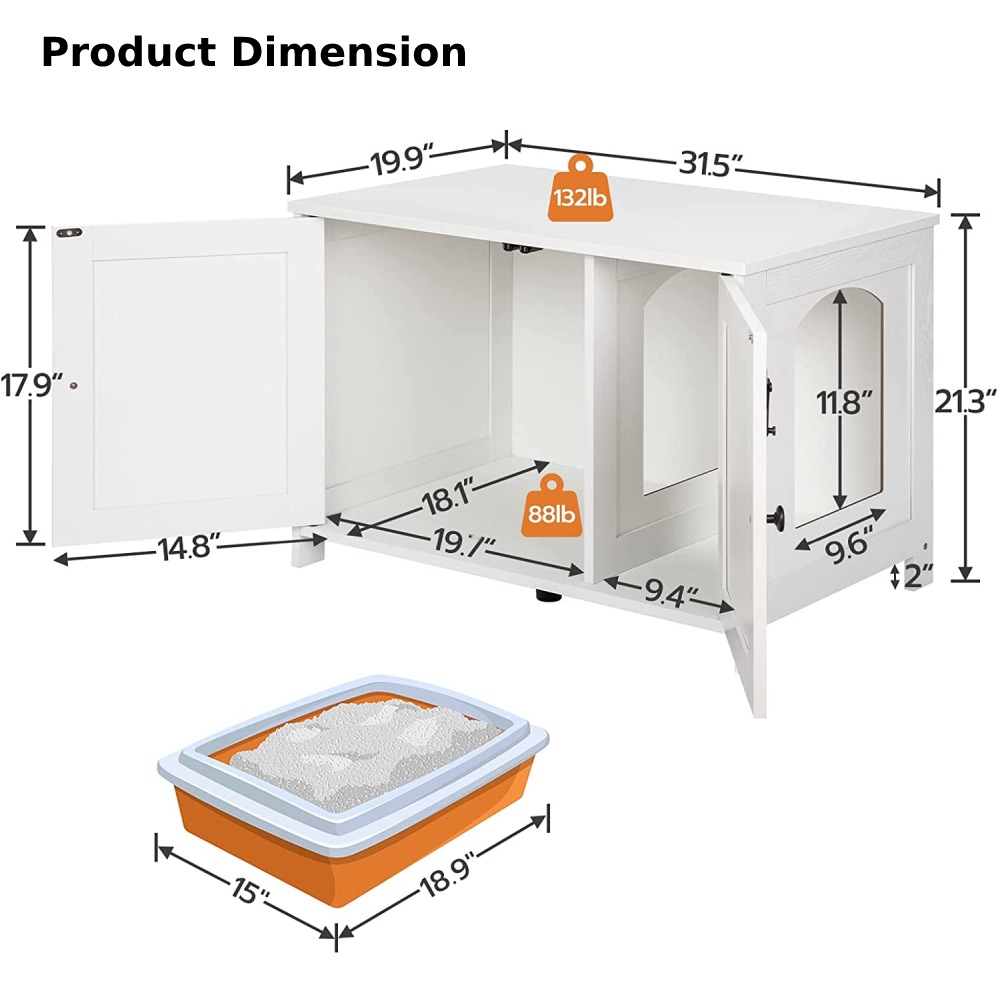 Litter Box Cabinet, Greige