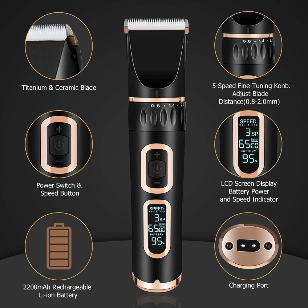 Cordless Grooming Clippers with Ceramic Blade, Black and silver