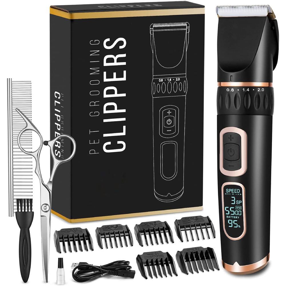 Cordless Grooming Clippers with Ceramic Blade, Black and silver