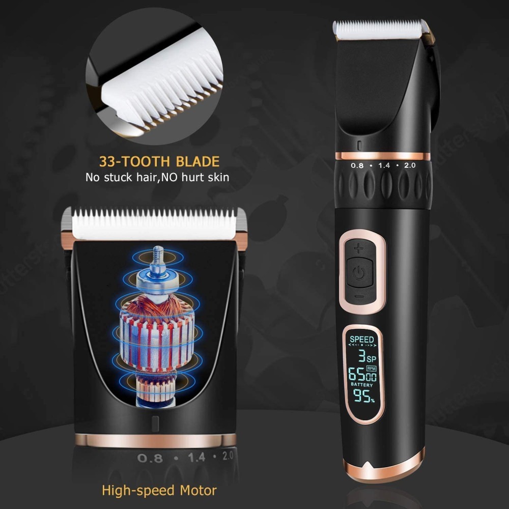 Cordless Grooming Clippers with Ceramic Blade, Black and silver: image 9