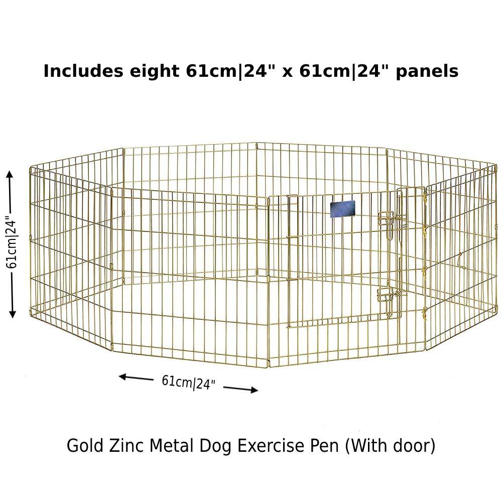 Folding Metal Exercise Pen, Gold zinc with door: image 5