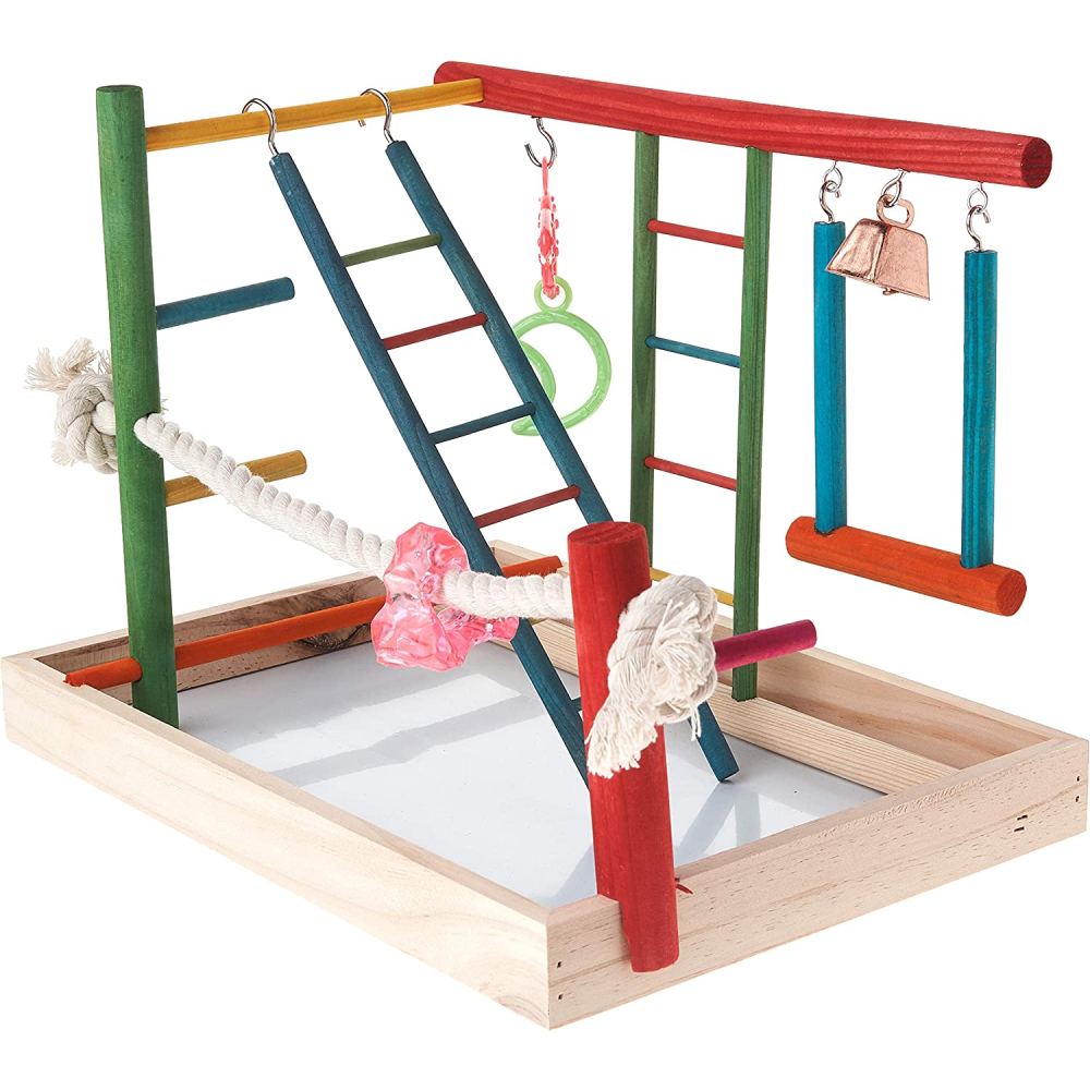 Wooden Playpen with Perches and Swing