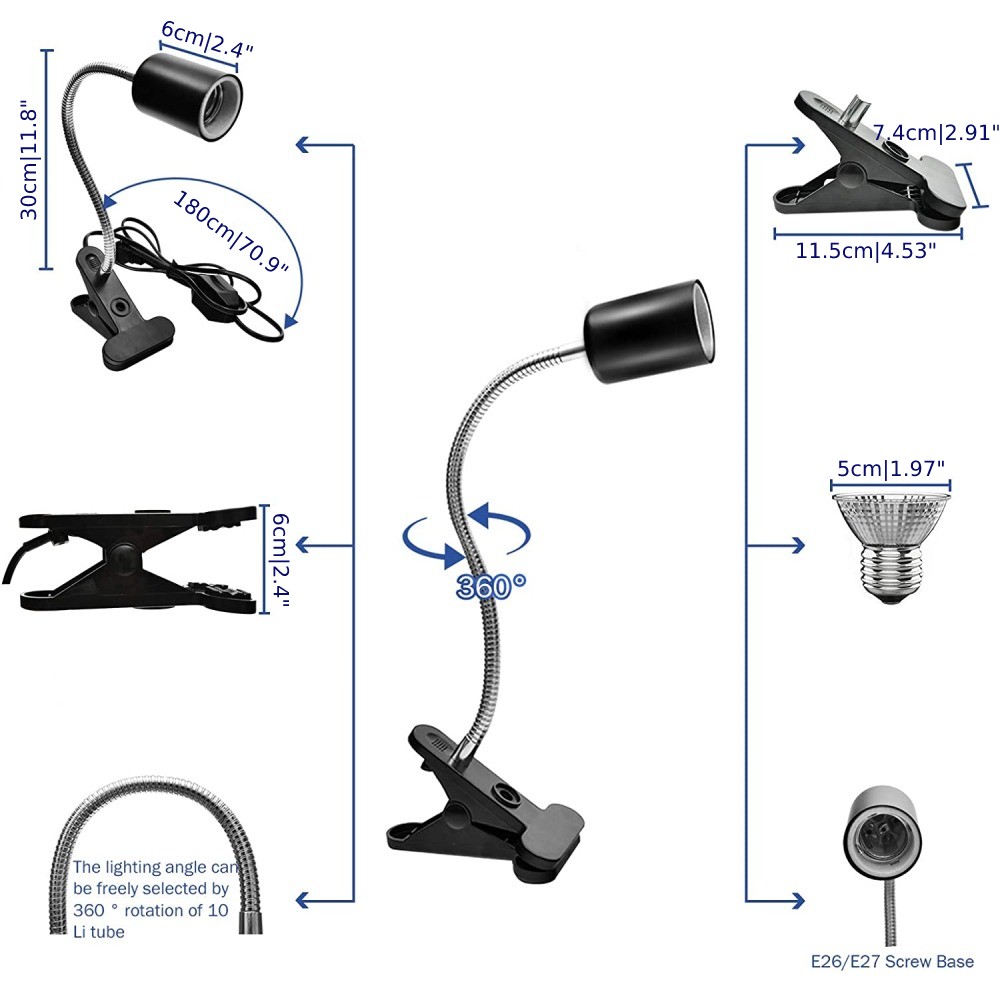 Reptile Heat Lamp with Adjustable Stands: image 5